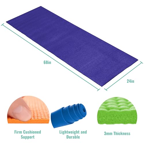 Assorted 10-Pack 3mm Bulk Yoga Mats - Non-Slip, Cushioned, Portable