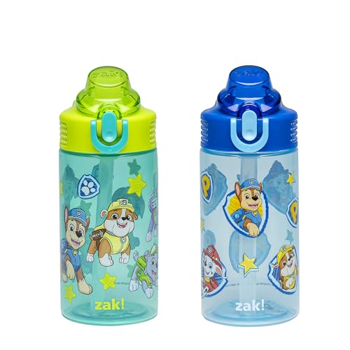 PAW Patrol Chase & Friends Kids Water Bottle 16oz Leak-Proof Straw 2-Pack