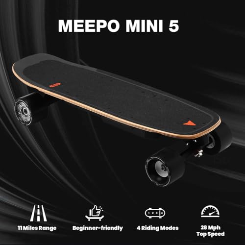 Mini5 Electric Skateboard with Remote, Up to 28 MPH & 11-Mile Range, 330lb Max Load, 33-Inch Compact Cruiser