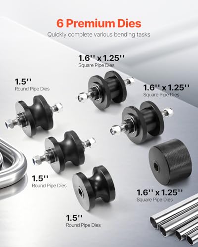 Manual Tube Pipe Bender 1-1/2" with 6 Dies for Copper Aluminum Steel