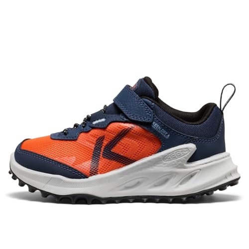 KEEN Kids Zionic Low Height Waterproof All Terrain Hiking Shoes Big Kid Naval Academy Scarlet Ibis
