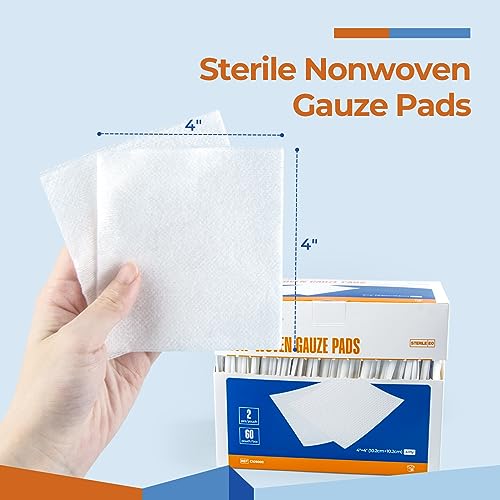Kingstar Sterile Nonwoven Gauze Pads 4x4 Inches Pack of 120 - Medical First Aid
