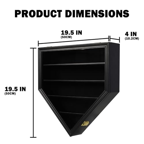DisplayGifts Black Finish Baseball Display Case for 21 Balls with UV Protection & Locks