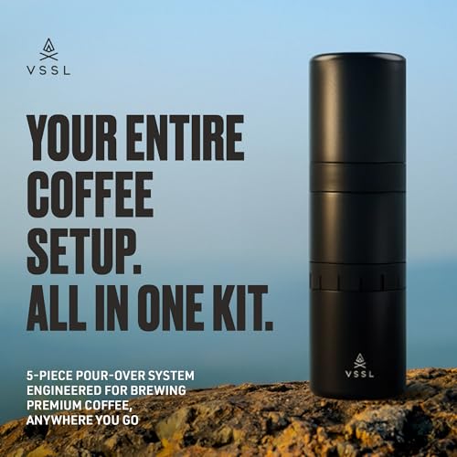 VSSL Nest Pour Over Coffee Kit - Black | Portable Camping Coffee Maker with Mugs