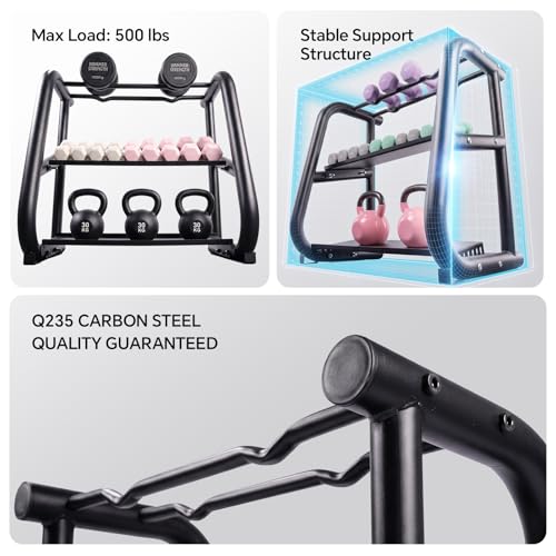 Black 3-Tier Dumbbell and Kettlebell Storage Rack – All-in-One Home Gym Organizer