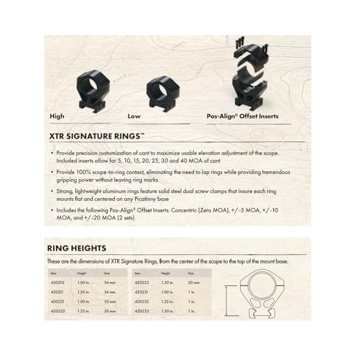 Burris Xtreme Signature Tactical Scope Mounting Rings 30mm, 1-Inch Height, Aluminum, Includes Pos-Align Inserts