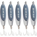 5 Pack 3/4oz Chrome Fishing Spoon Lures with Sharp Treble Hooks for Saltwater & Freshwater