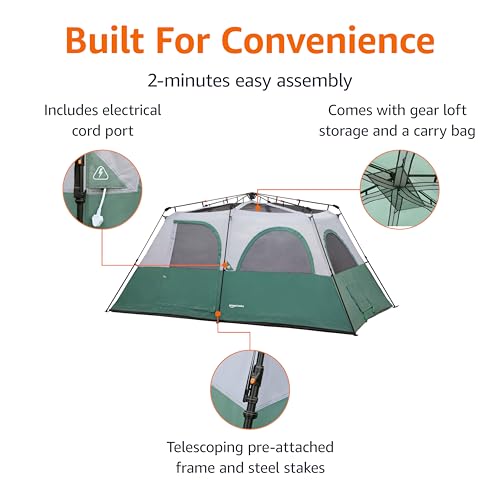 8 Person Camping Tent with Rainfly - Weather-Resistant, Quick Setup