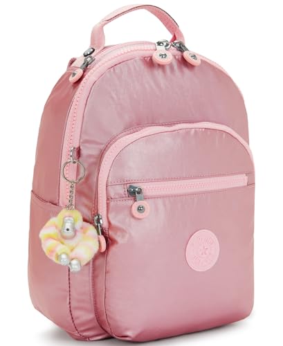 Kipling Seoul Small Bts Tablet Backpack - Bronze Pink Met, 10.5"L x 13.75"H x 6.75"D, Durable Water-Resistant Nylon