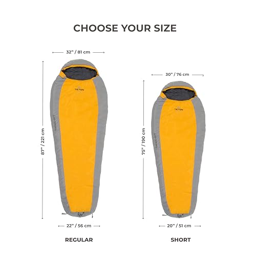 TETON Sports Orange 20°F Regular Mummy Sleeping Bag - Lightweight, Warm Weather Camping Gear