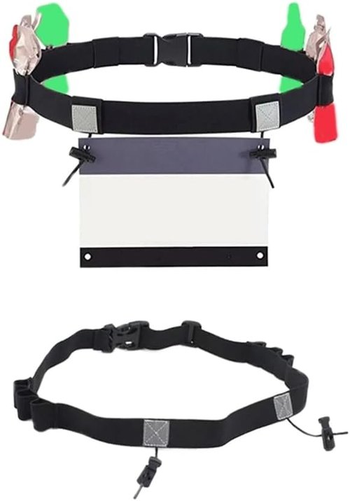 Leadigol Race Number Belt - Reflective Running Bib Holder with 6 Gel Loops | 2-Piece Set for Triathlon & Marathon