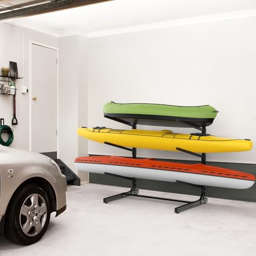 Large Black Garage Kayak Rack - Heavy-Duty Freestanding Kayak Stand