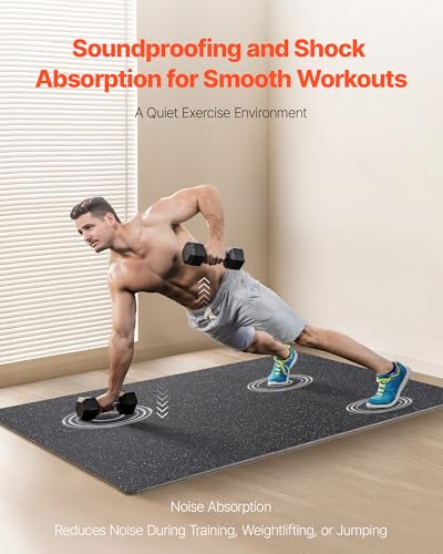 VEVOR Black & White Interlocking Gym Floor Tiles 25L x 25W x 0.56In, 100 sq ft Home Workout Mat Set