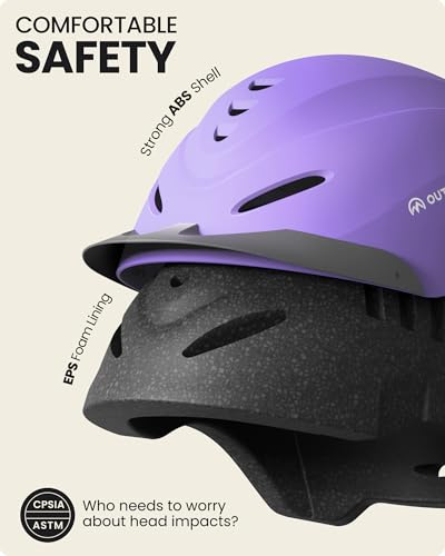 OutdoorMaster Equestrian Helmet Small Matte Purple Breathable Horse Riding Helmet with Visor