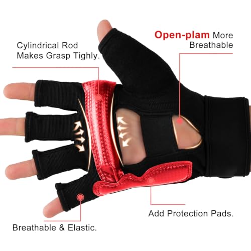 FitsT4 Sports MMA Boxing Gloves Half Mitts for Women Men Kids Red X-Small