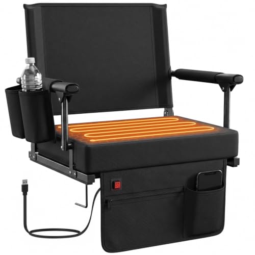 Sekey Heated Stadium Seat Cushion with Back Support & Armrests - Carbon Black Variation 1