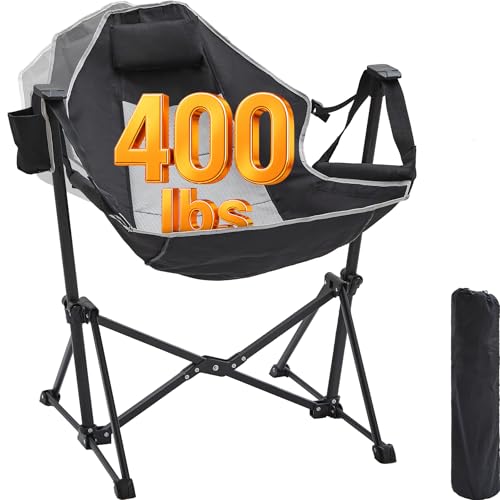 Heavy Duty Camping Hammock Chair with Adjustable Backrest & Pillow - Supports 400lbs