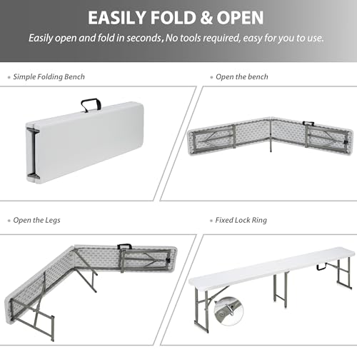 Candockway 6ft Folding Outdoor Bench Lock 2-Pack Waterproof Portable