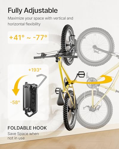 monTEK Swivel Bike Wall Mount for Fat Tire Bikes Up to 4.5 Inches Width - 3 Pack