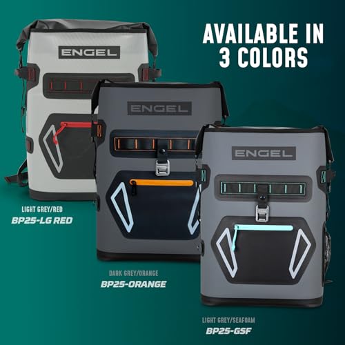 Engel BP25 25 Quart High-Performance Roll-Top Backpack Cooler Dark Gray/Seafoam