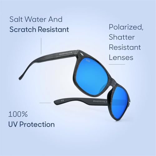 Shady Rays Classics Polarized Sunglasses Black Ocean Timber - Unisex UV Protection