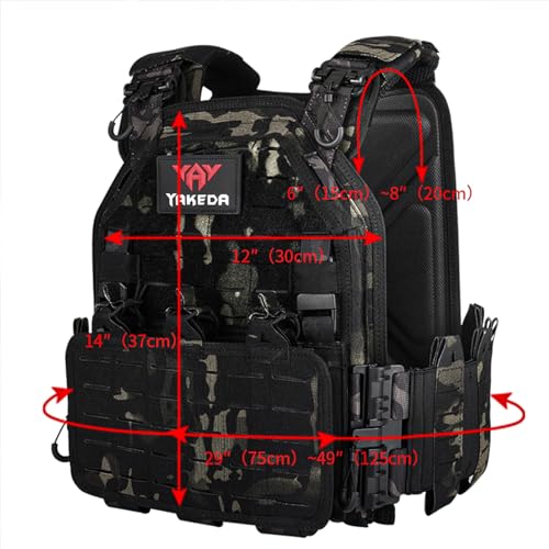 YAKEDA Black One Size Tactical Vest for Men - Lightweight 1000D Nylon Modular Vest