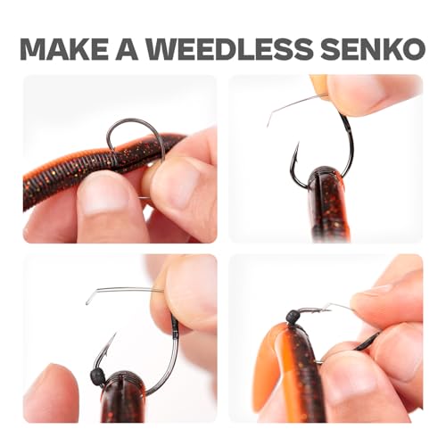 Wacky Rig Hooks with Bait Stopper for Bass Fishing - 40 Pack