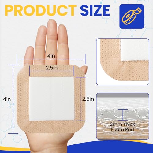 10 Pack Silicone Foam Wound Dressings 4x4 with Adhesive Border - High Absorbency Waterproof