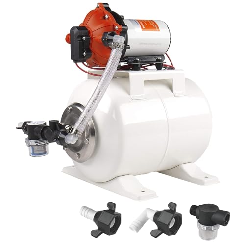 RV Water Pump System with 2 Gallon Accumulator Tank - 12V 5.5 GPM, 60 PSI