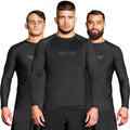 Elite Sports Men's Jiu Jitsu Rash Guard Long Sleeve Compression Shirt - Large Black Pack of 3