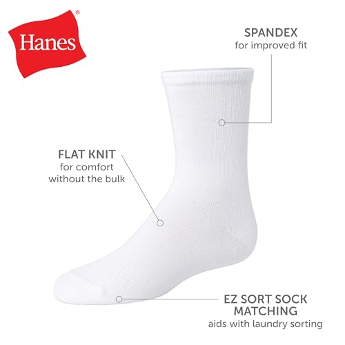 Hanes Girls' Uniform Crew Socks - Large Navy 10-Pairs