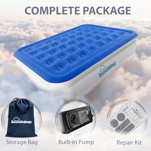 SoundAsleep Dream Series Queen Raised Air Mattress with Built-in Pump - Blue