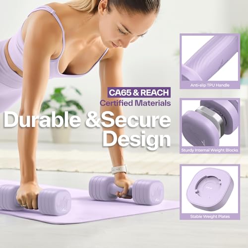 Aura Lavender Adjustable Dumbbell Set of 2 for Women - 5 lb x 2