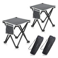 Grey 2 Pack Portable Folding Camping Stool with Side Pocket - Lightweight & Supports 400lbs