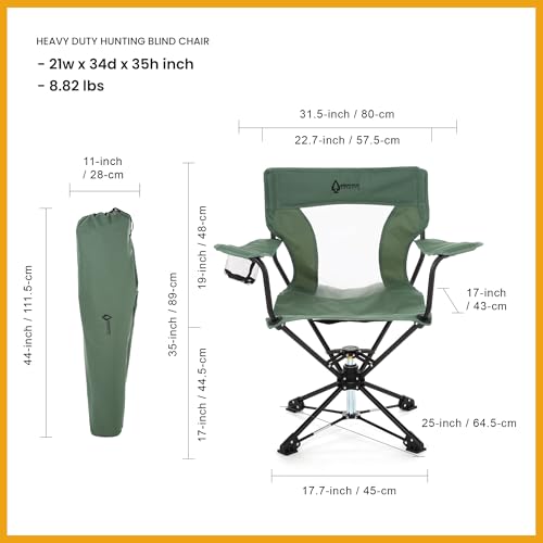 Arrowhead Outdoor 360° Swivel Hunting Chair - Green, Heavy-Duty Portable Seat