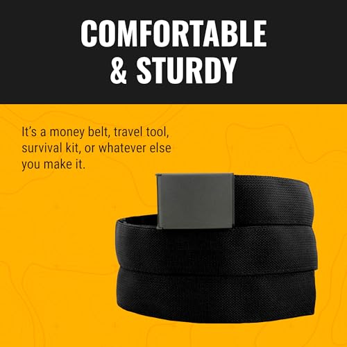 Wazoo Gear Cache Belt™ Hidden-Pocket Travel & EDC Belt - Black, Large