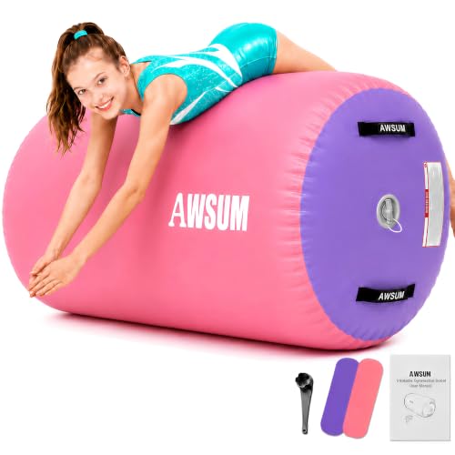 AWSUM Pink & Purple Gymnastics Air Barrel Tumbling Trainer 47.3 x 29.5 inches