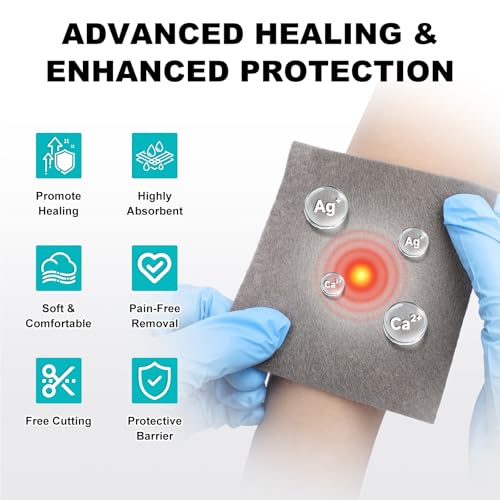Silver Calcium Alginate Wound Dressing 4 x 4 Inches - 15 Pack, Sterile, Absorbent, Painless