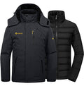 GEMYSE Men's 3-in-1 Winter Ski Snow Jacket with Puffer Liner - Large Black