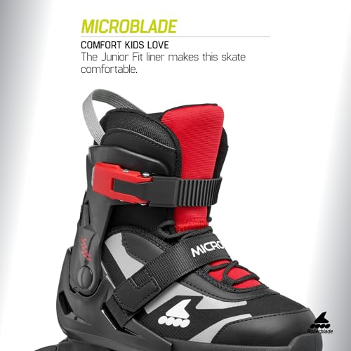 Rollerblade Microblade Kids Adjustable Inline Skates - Black/Red, Size 2-5