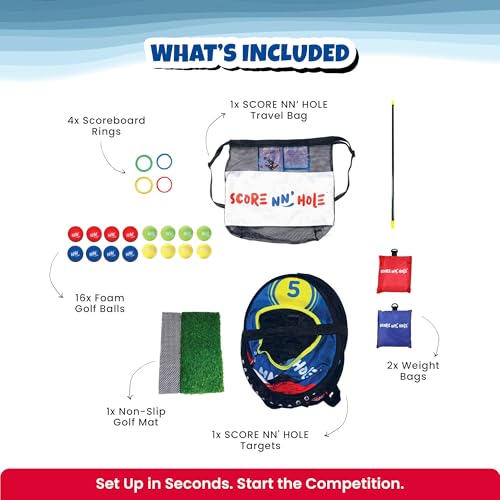 Chip N' Hole Starter Set - 1 Target Cornhole Golf Game for All Ages