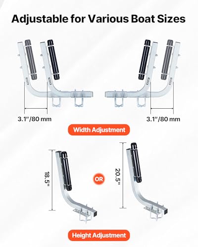 18.5-Inch Roller-Style Boat Trailer Guide Poles with Adjustable Width - L Shape, 2PCS