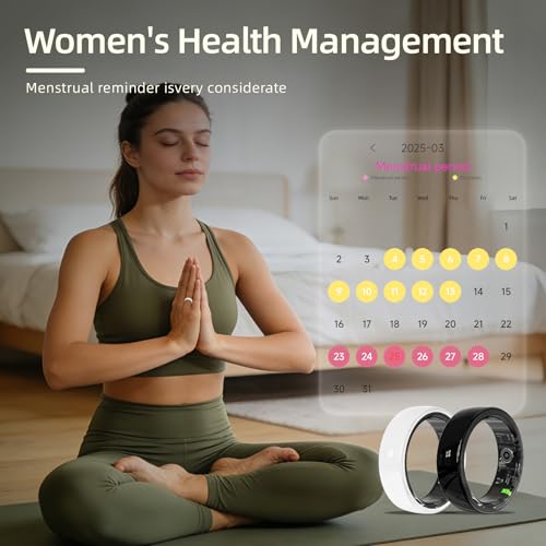 Smart Fitness Ring with Heart Rate Sleep Tracking Waterproof 8 White