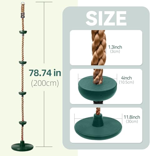 Disc Swing for Kids with Climbing Rope, 220 lb Capacity, Tree Swing Accessory