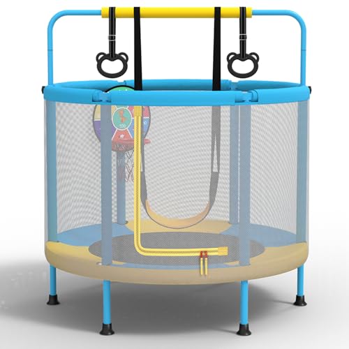 Kids 6-in-1 Trampoline with Safety Features, Basketball Hoop & Swing