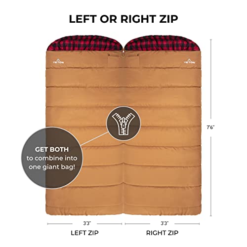 Brown TETON Sports Deer Hunter Cold Weather Sleeping Bag - Left Zipper