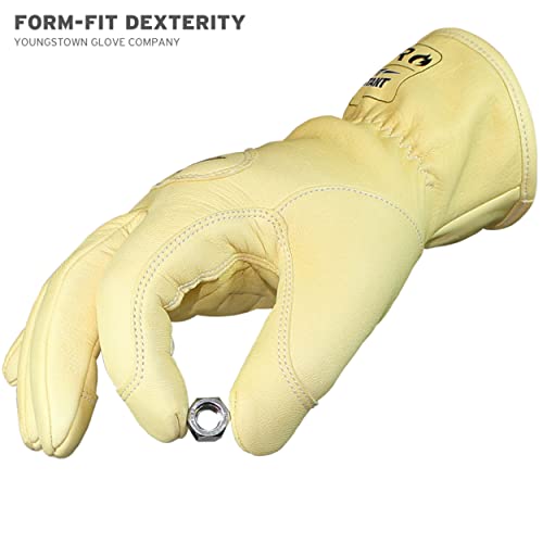 Youngstown Glove Leather Work Gloves for Men - Kevlar Lined, Tan, Large