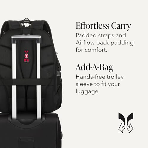 SwissGear 1900 ScanSmart Laptop Backpack 17-Inch Fits 18.5-Inch, TSA-Friendly, RFID Protection, Black, 31L