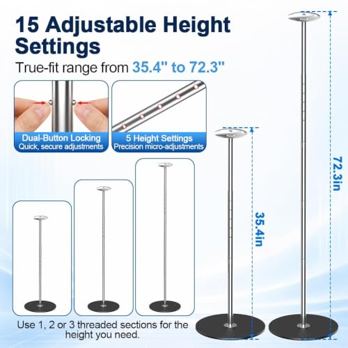 2 Pack Stainless Steel Boat Cover Support Poles with Adjustable Heights & Stable Metal Bases