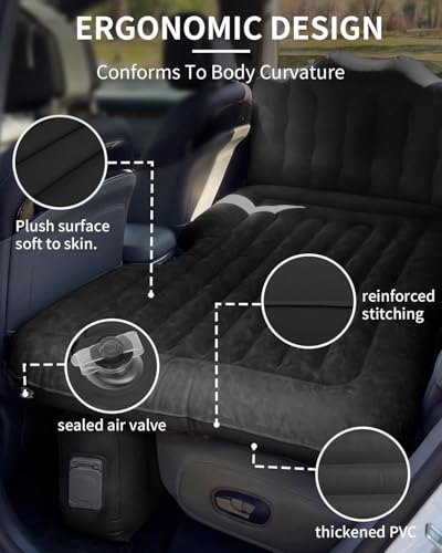 Umbrauto Black Back Seat Car Air Mattress with Built-in Pump for SUV Truck Van Camping Bed